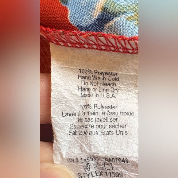 Anthropologie W5 Red Floral Flowy Feminine Boxy 3/4 Sleeve Blouse size Large - Picture 6 of 8